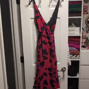 ASOS Red and Black Floral Backless Dress